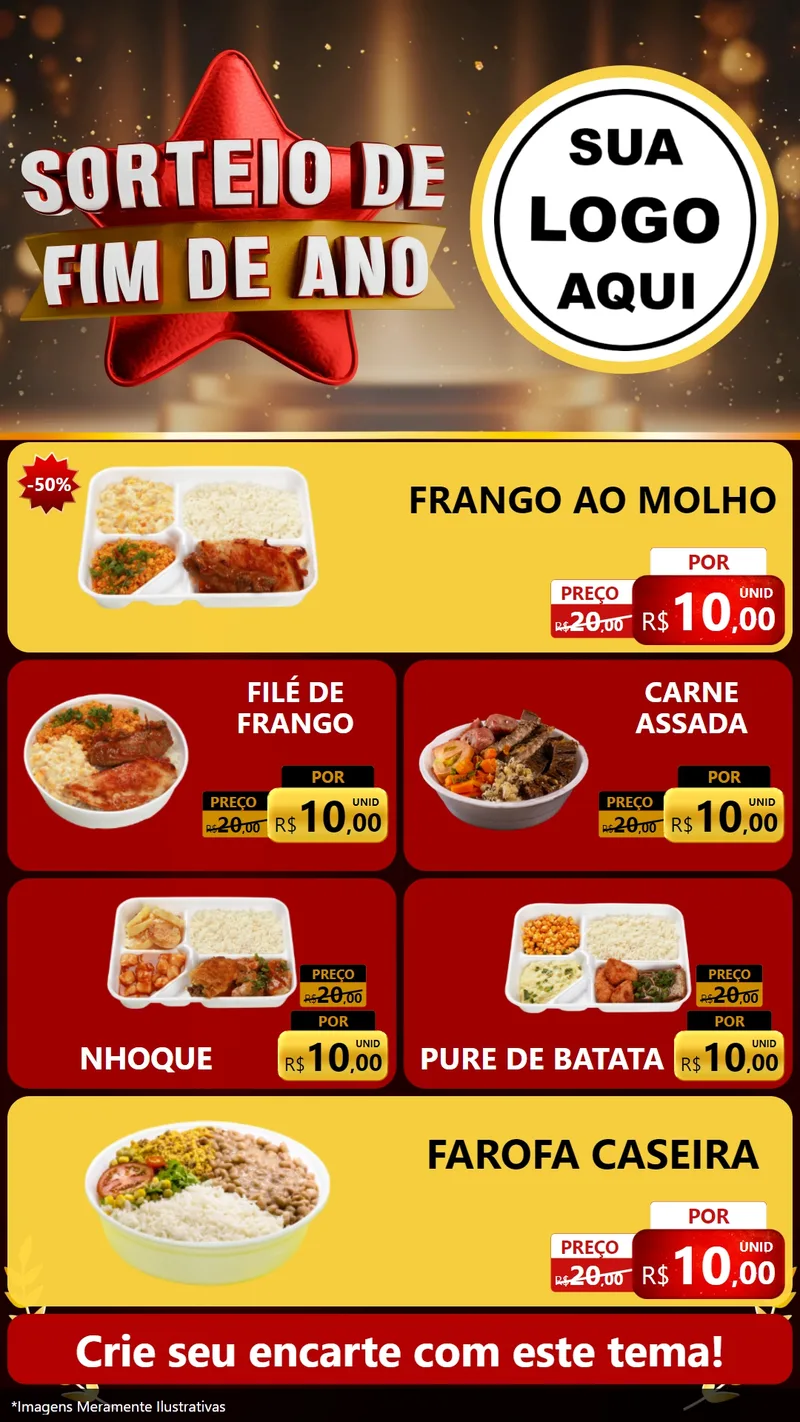 Modelo de TV para TV Vertical com o tema Sorteio de Fim de Ano para Restaurante