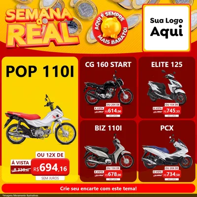 Modelo de Rede Social para Feed Facebook com o tema Semana do Real para Concessionaria de Motos