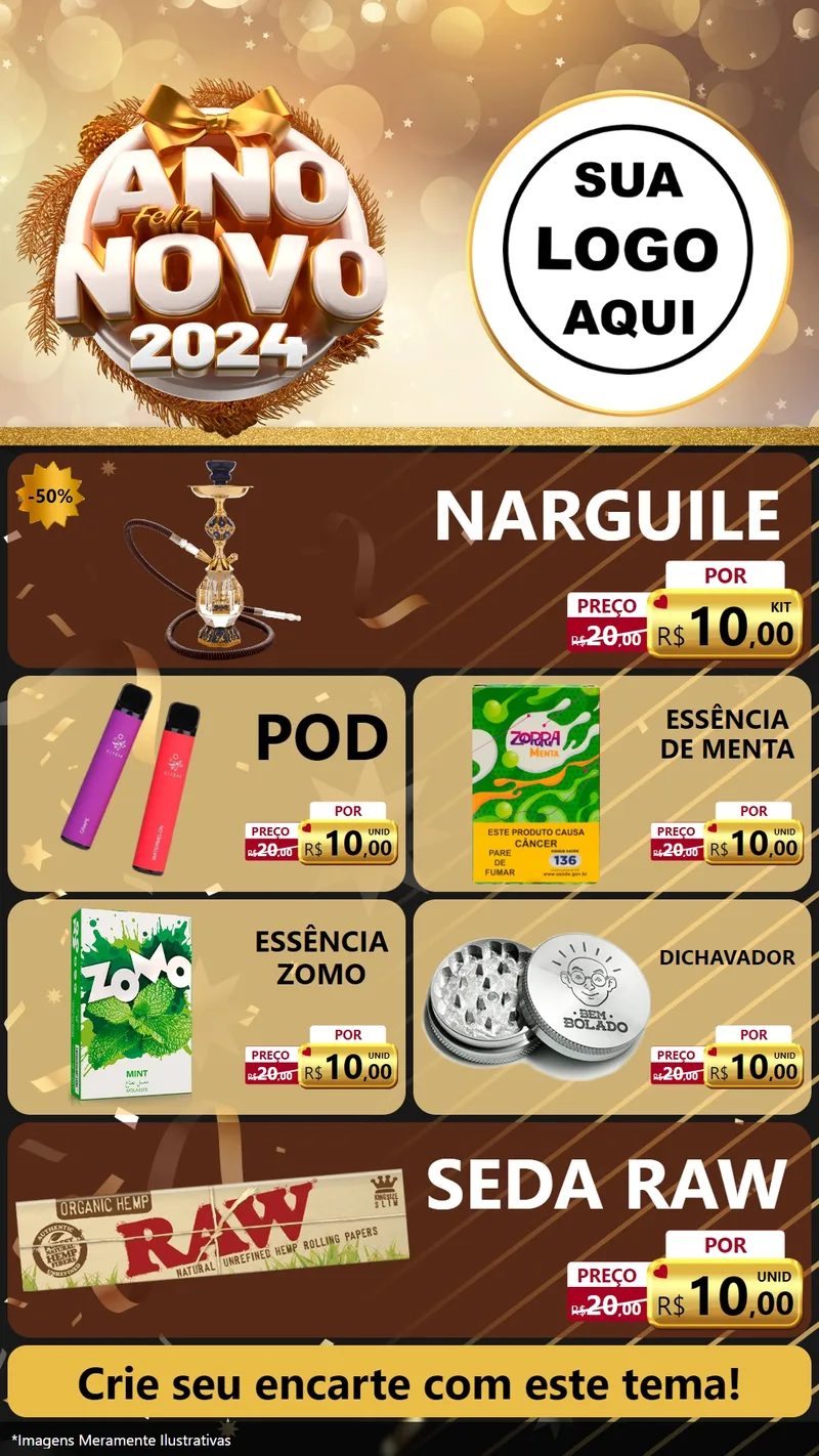 Modelo de TV para TV Vertical com o tema Feliz Ano Novo 2027 para Tabacaria