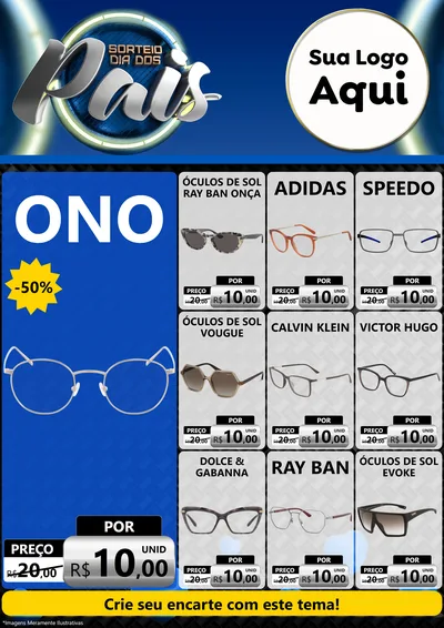 Modelo de Encarte para Encarte A4 Vertical com o tema Sorteio Dia Dos Pais para Óticas