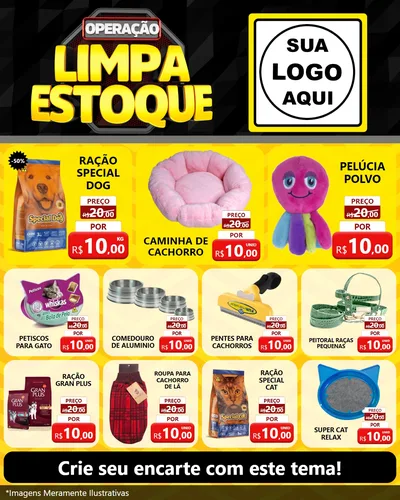 Modelo de Rede Social para Feed Instagram com o tema Operação Limpa Estoque para Pet Shop