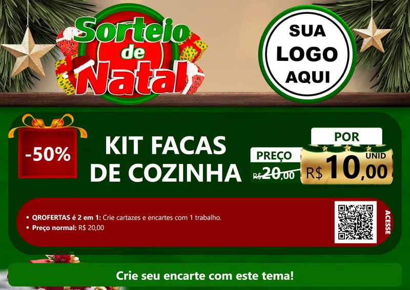 Modelo de Cartaz para Cartaz A4 Horizontal com o tema Sorteio de Natal para Utilidades Domésticas