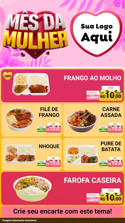 Modelo de TV para TV Vertical com o tema Mês da Mulher para Restaurante