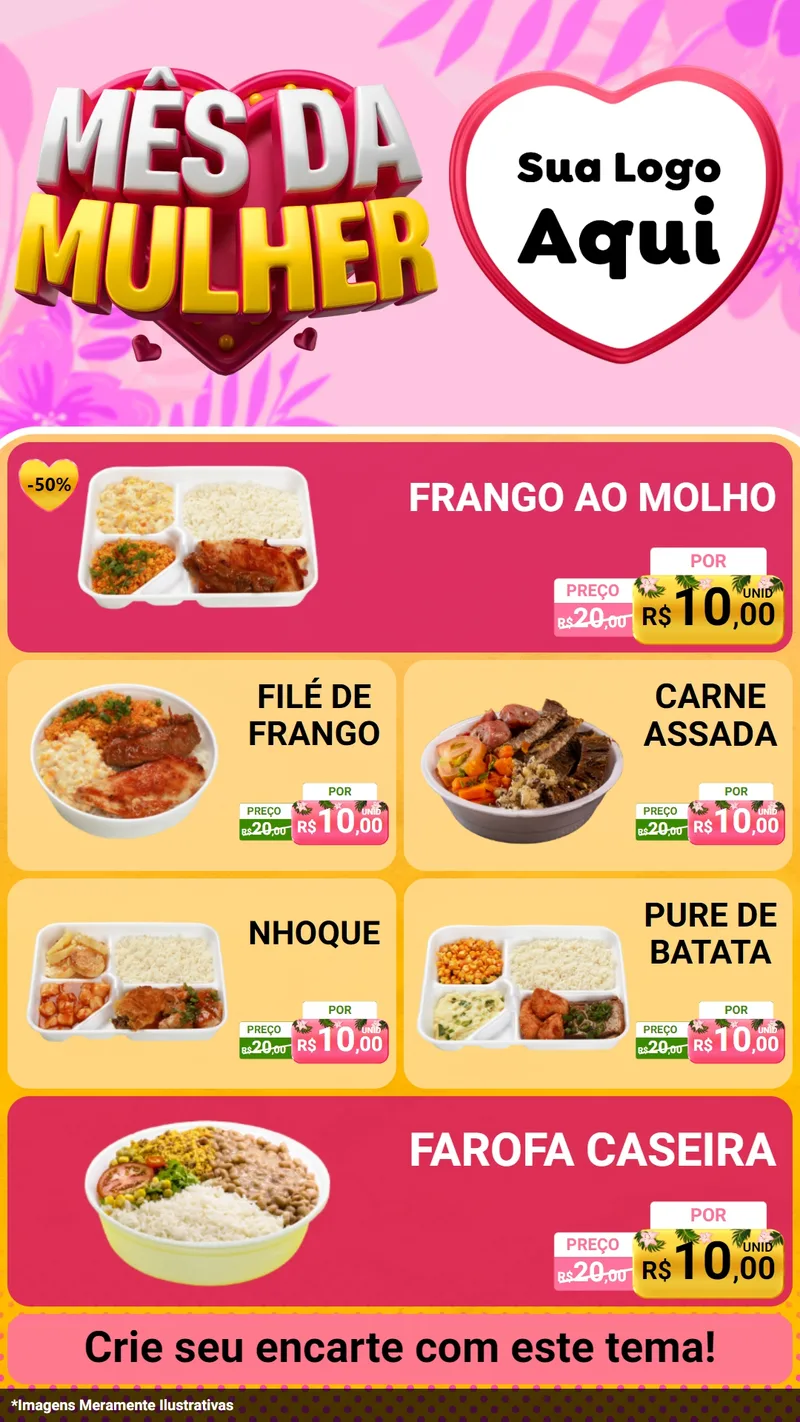 Modelo de TV para TV Vertical com o tema Mês da Mulher para Restaurante