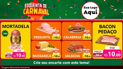 Modelo de TV para TV Horizontal com o tema Esquenta de Carnaval para Frios e Laticínios