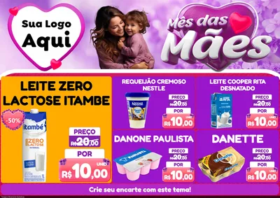 Modelo de Encarte para Encarte A4 Horizontal com o tema Mês das Mães para Frios e Laticínios