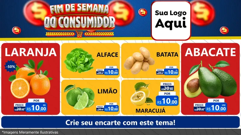 Modelo de TV para TV Horizontal com o tema Fim de Semana do Consumidor para Hortifrúti
