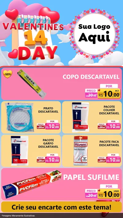 Modelo de TV para TV Vertical com o tema Valentine's Day para Embalagens