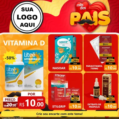 Modelo de Rede Social para Feed Facebook com o tema Mês Dos Pais para Farmácia
