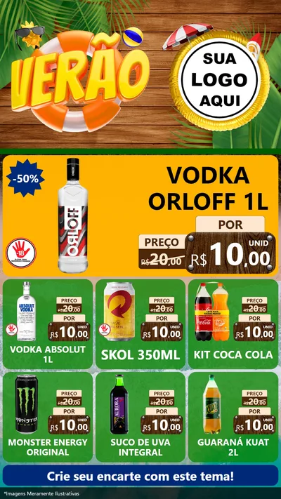 Modelo de Rede Social para Stories com o tema Verão para Distribuidora de bebidas