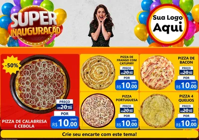 Modelo de Encarte para Encarte A4 Horizontal com o tema Super Inauguração para Pizzaria