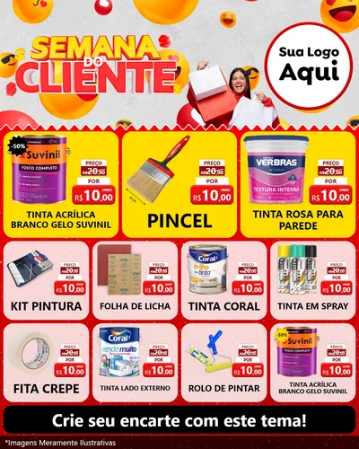 Modelo de Rede Social para Feed Instagram com o tema Semana do Cliente para Tintas e Ferramentas