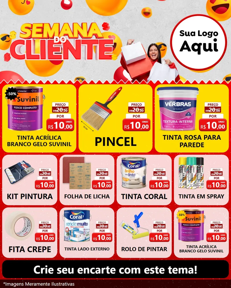 Modelo de Rede Social para Feed Instagram com o tema Semana do Cliente para Tintas e Ferramentas