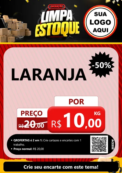 Modelo de Cartaz para Cartaz A4 Vertical com o tema Operação Limpa Estoque para Hortifrúti