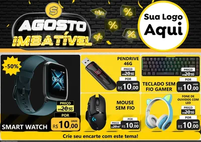 Modelo de Encarte para Encarte A4 Horizontal com o tema Agosto Imbatível para Informática