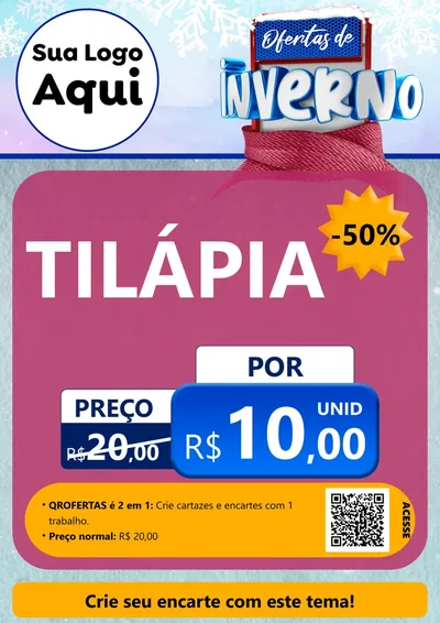 Modelo de Cartaz para Cartaz A4 Vertical com o tema Ofertas de Inverno para Peixaria