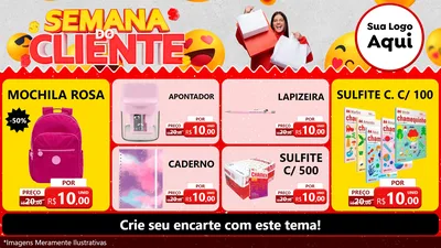 Modelo de TV para TV Horizontal com o tema Semana do Cliente para Papelaria