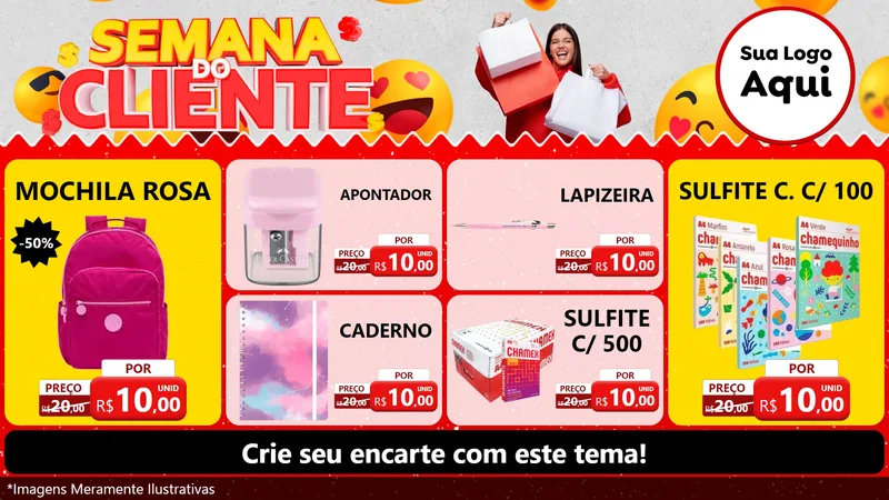 Modelo de TV para TV Horizontal com o tema Semana do Cliente para Papelaria