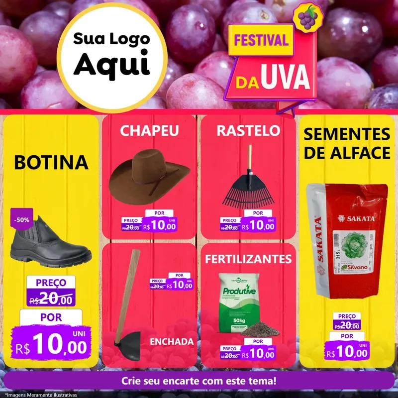 Modelo de Rede Social para Feed Facebook com o tema Festival da Uva para Agropecuária