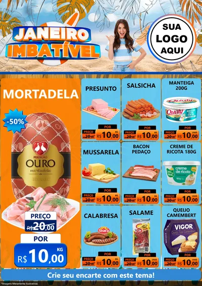 Modelo de Encarte para Encarte A4 Vertical com o tema Janeiro Imbatível para Frios e Laticínios