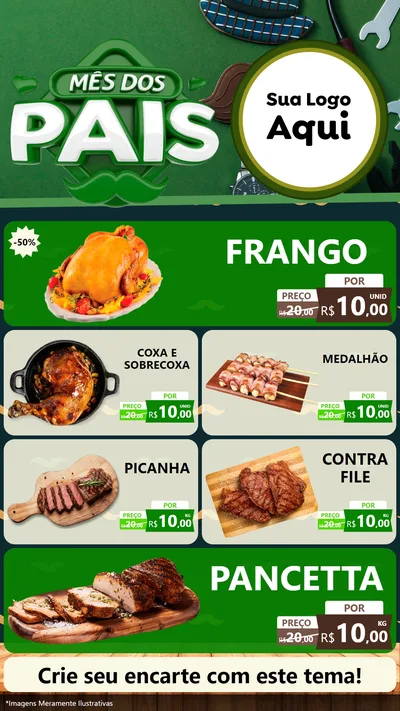 Modelo de TV para TV Vertical com o tema Mês dos Pais para Assados
