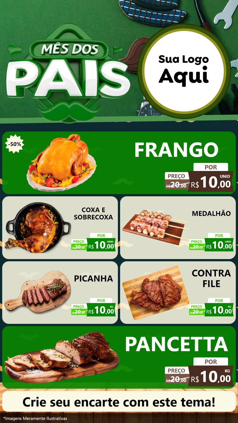 Modelo de TV para TV Vertical com o tema Mês dos Pais para Assados
