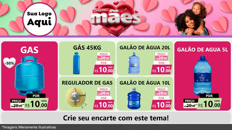 Modelo de TV para TV Horizontal com o tema Dia das Mães para Água e gás