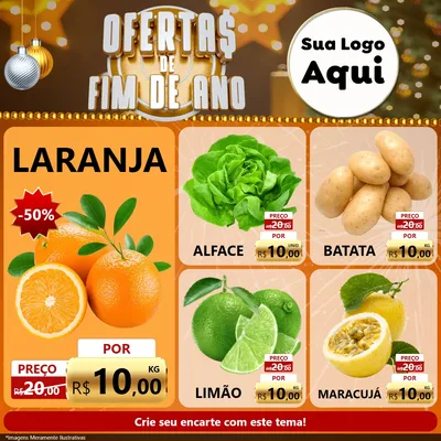Modelo de Rede Social para Feed Facebook com o tema Ofertas de Fim de Ano para Hortifrúti