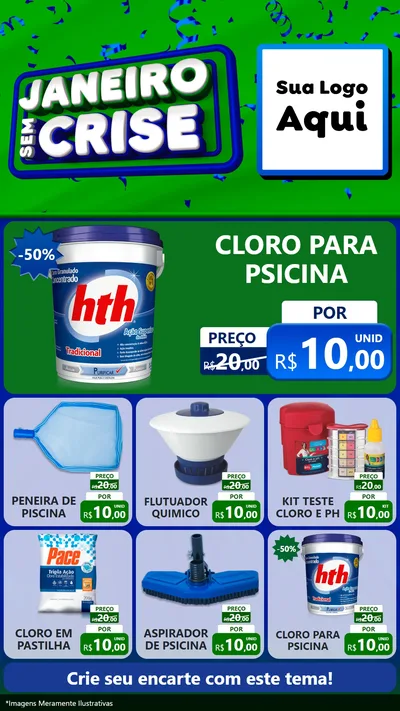 Modelo de Rede Social para Stories com o tema Janeiro Sem Crise para Produtos para Piscina