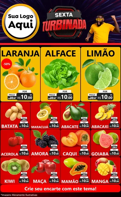 Modelo de Encarte para Encarte Grande com o tema Sexta Turbinada para Hortifrúti