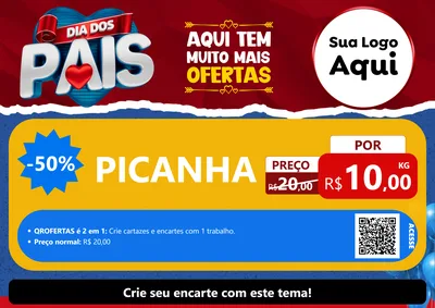 Modelo de Cartaz para Cartaz A4 Horizontal com o tema Dia dos Pais para Açougue
