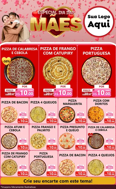 Modelo de Encarte para Encarte Grande com o tema Especial Dia Das Mães para Pizzaria