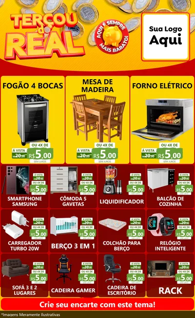 Modelo de Encarte para Encarte Grande com o tema Terçou do Real para Móveis e Eletro