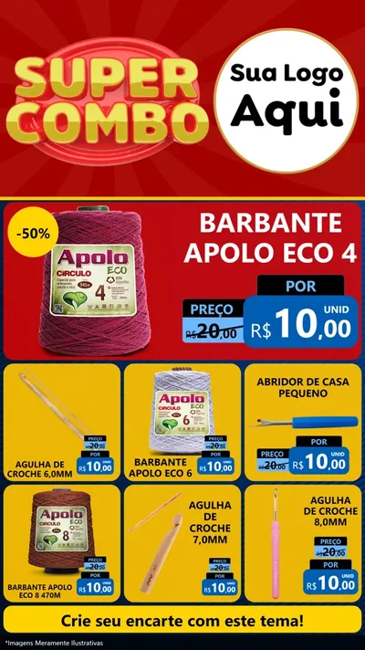 Modelo de Rede Social para Stories com o tema Super Combo para Armarinho e Aviamentos