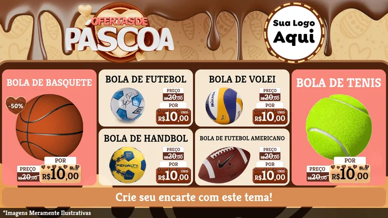 Modelo de TV para TV Horizontal com o tema Ofertas de Páscoa para Artigos Esportivos