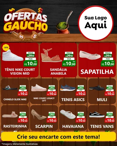 Modelo de Rede Social para Feed Instagram com o tema Ofertas Dia do Gaúcho para Calçados