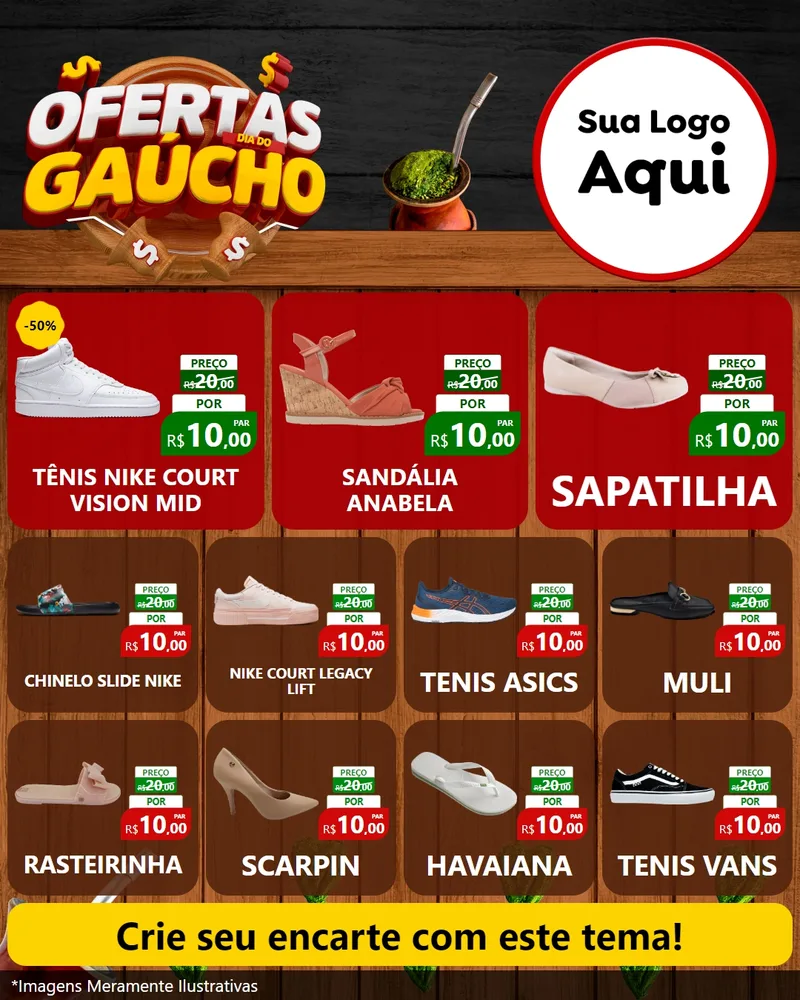 Modelo de Rede Social para Feed Instagram com o tema Ofertas Dia do Gaúcho para Calçados