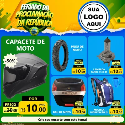 Modelo de Rede Social para Feed Facebook com o tema Feriado da Proclamação da República para Moto peças