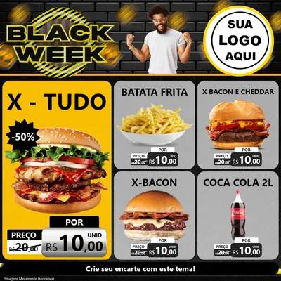 Modelo de Rede Social para Feed Facebook com o tema Black Week para Hamburgueria