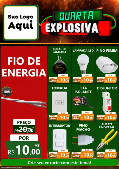 Modelo de Encarte para Encarte A4 Vertical com o tema Quarta Explosiva para Materiais Elétricos