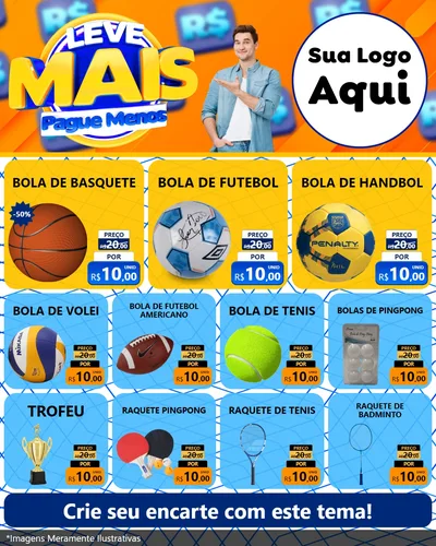 Modelo de Rede Social para Feed Instagram com o tema Leve Mais, Pague Menos para Artigos Esportivos