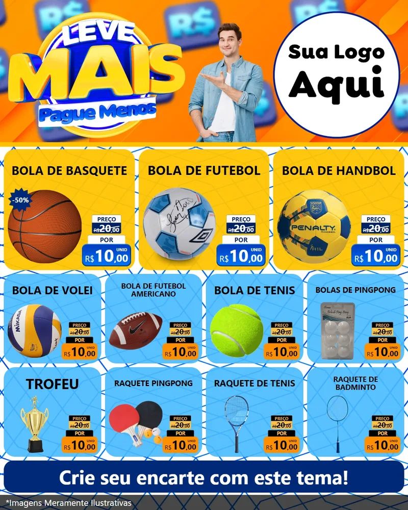 Modelo de Rede Social para Feed Instagram com o tema Leve Mais, Pague Menos para Artigos Esportivos