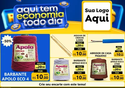 Modelo de Encarte para Encarte A4 Horizontal com o tema Aqui Tem Economia Todo Dia para Armarinho e Aviamentos
