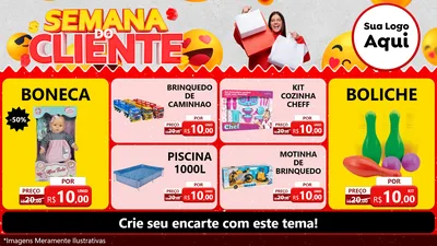 Modelo de TV para TV Horizontal com o tema Semana do Cliente para Brinquedos