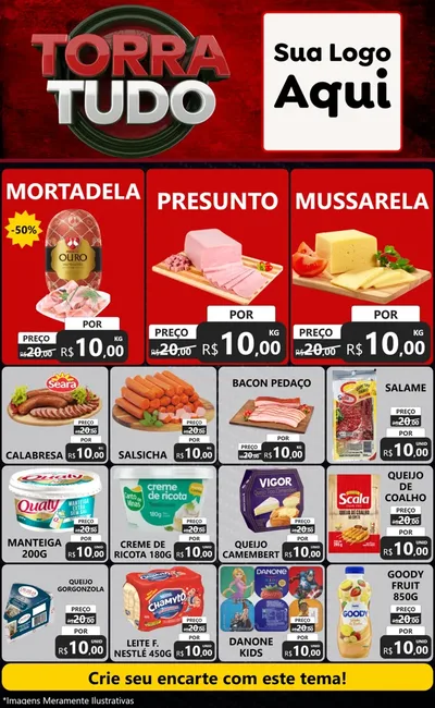 Modelo de Encarte para Encarte Grande com o tema Torra Tudo para Frios e Laticínios