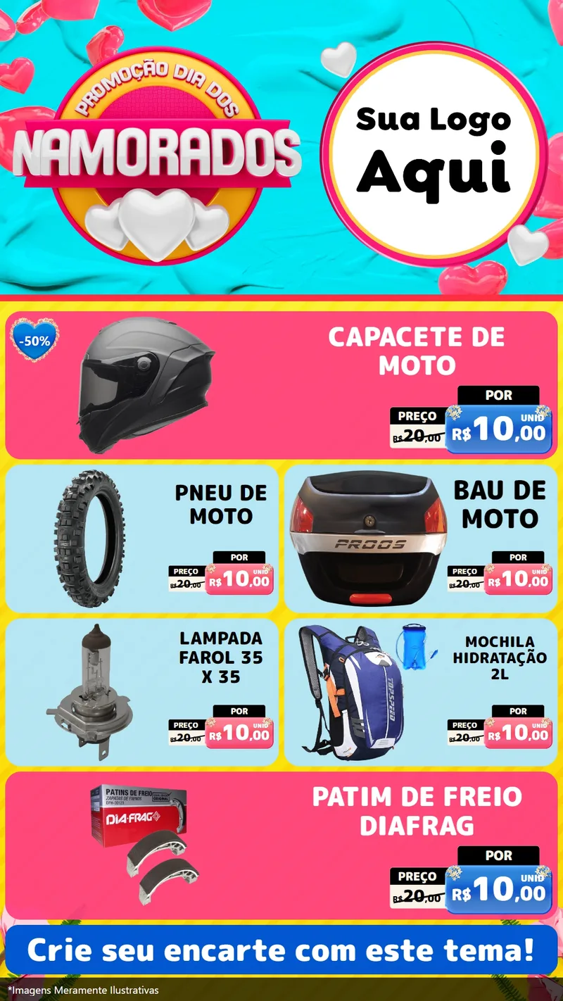 Modelo de TV para TV Vertical com o tema Promoção Dia dos Namorados para Moto peças
