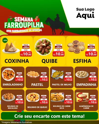 Modelo de Rede Social para Feed Instagram com o tema Semana Farroupilha - Uma Barbaridade de Ofertas para Salgadaria