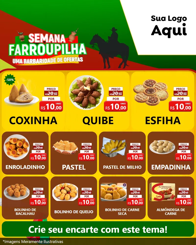 Modelo de Rede Social para Feed Instagram com o tema Semana Farroupilha - Uma Barbaridade de Ofertas para Salgadaria