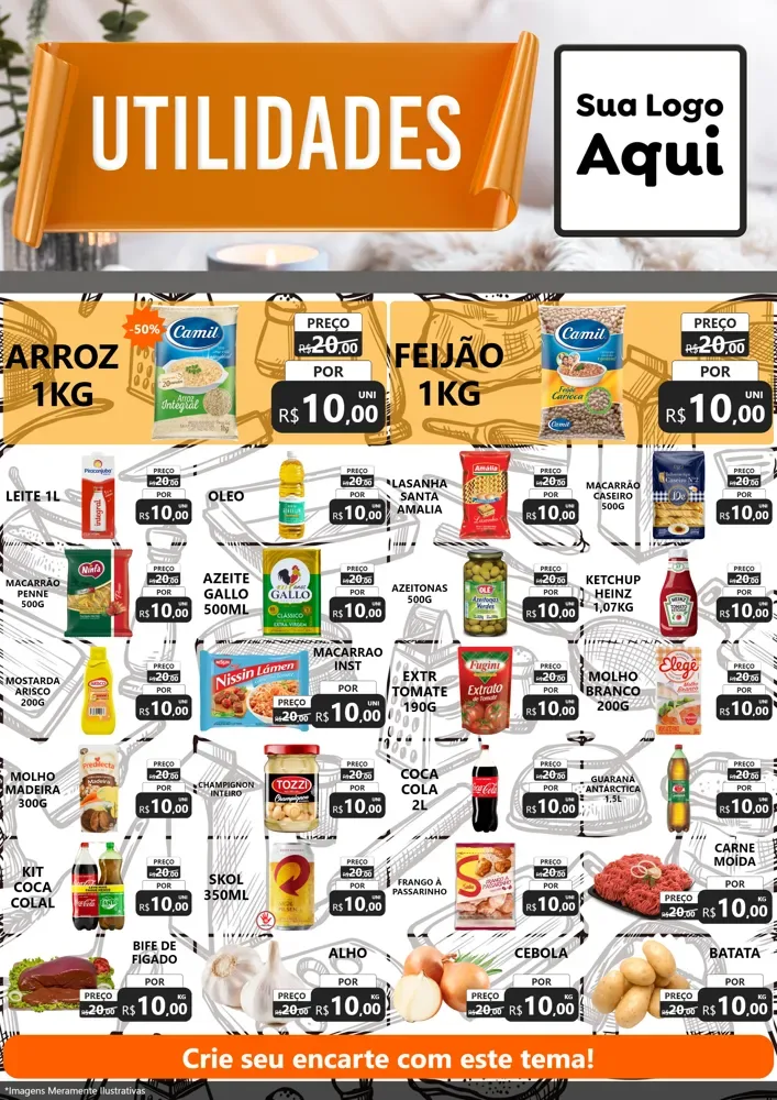Modelo de Encarte para Encarte A4 Vertical com o tema Utilidades para Supermercado