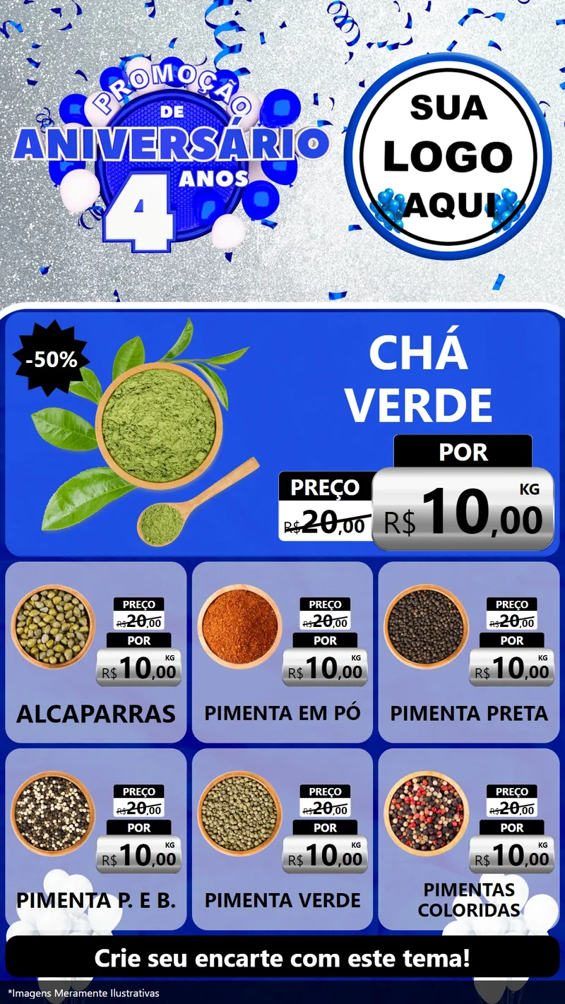 Modelo de Rede Social para Stories com o tema Promoção de Aniversário - 4 Anos para Produtos Naturais
